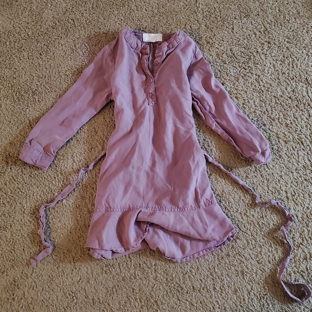 Little girls belted long sleeve dress